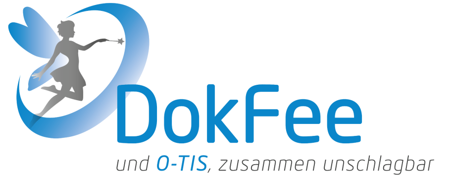 Logo von DokFee und O-TIS, zusammen unschlagbar‘ – die perfekte Verbindung für effiziente Terminierung und digitale Patientenkommunikation